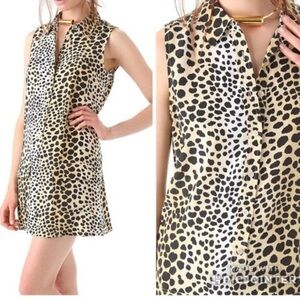 EQUIPEMENT Lucinda 100% Silk Luxury Cheeta‎ Leopard Pockets Shirt Dress sz S